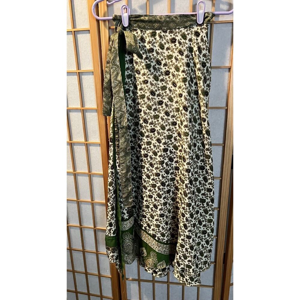 Vintage Silk Saree Bohemian Wrap Skirt (Fits SM-L) Granny Core